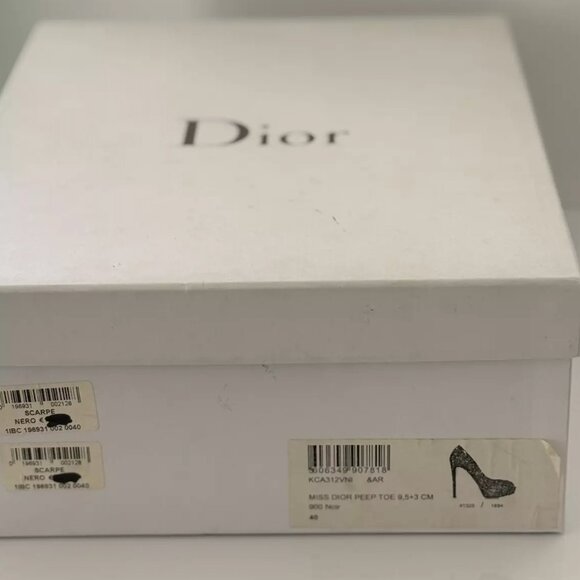 Authentic Christian Dior Miss Dior Black Patent Platform Peep Toe Pumps Sz 40/10 - Picture 7 of 7